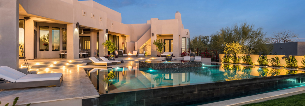 Custom pool and deck designed and built by Sonoran Waters